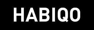 Text displaying the word 'HABIQO' in white on a black background.