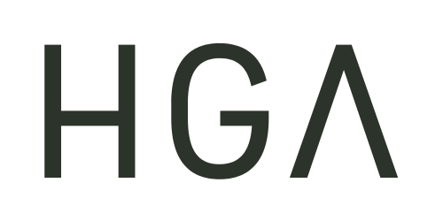 The letters H, G, and A with the last letter stylized as an inverted 'A'.