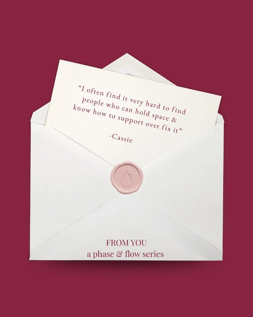 Sometimes the people who love us most rush to solve our problems when all we really need is someone willing to sit beside us in them.

This week&rsquo;s From You letter comes from Cassie, who shared something I think many women will relate to.

Thank
