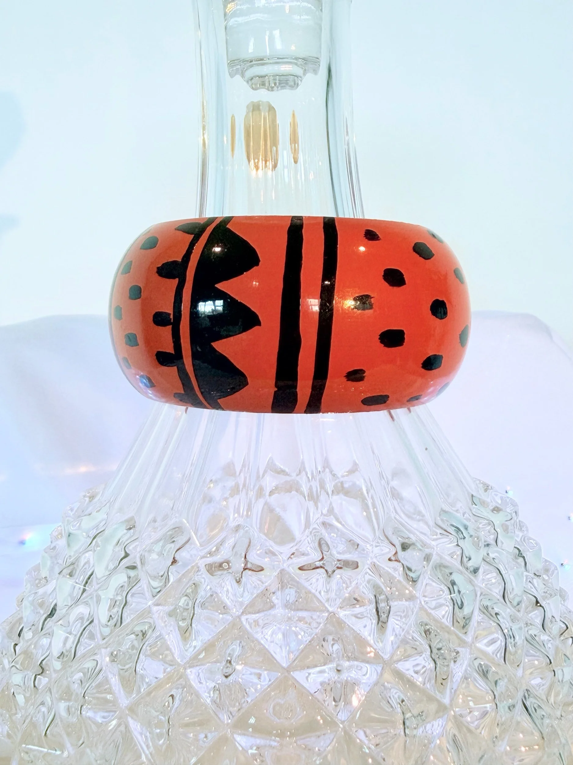 Orange and black wooden vintage bracelet