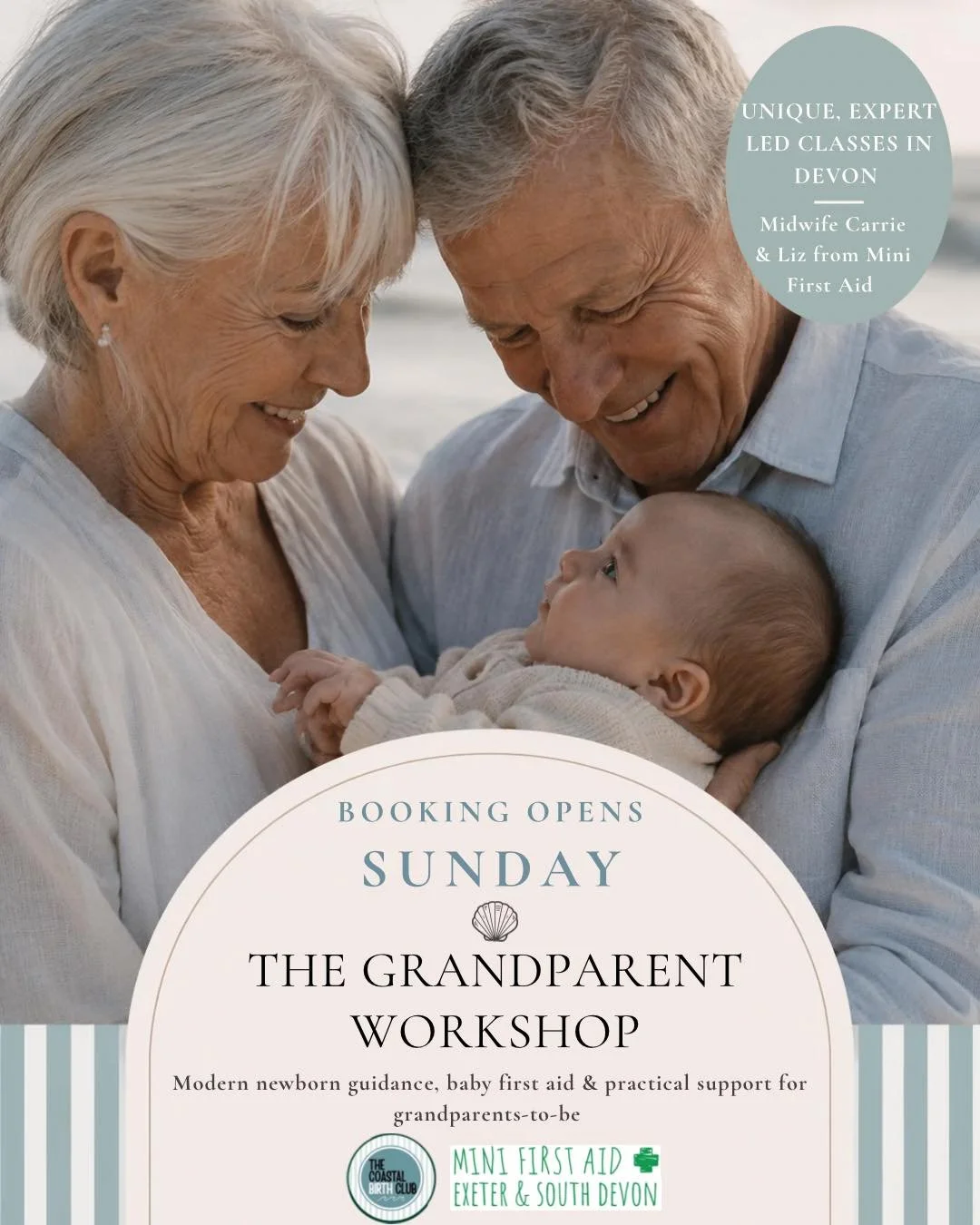 BOOKING OPENS SUNDAY ✨

Introducing The Grandparent Workshop 🤍

A calm, modern and supportive workshop designed especially for grandparents-to-be &mdash; combining updated newborn guidance, practical support and baby &amp; child first aid all in one