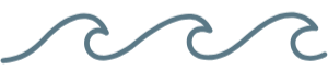 Three stylized blue waves on a white background.