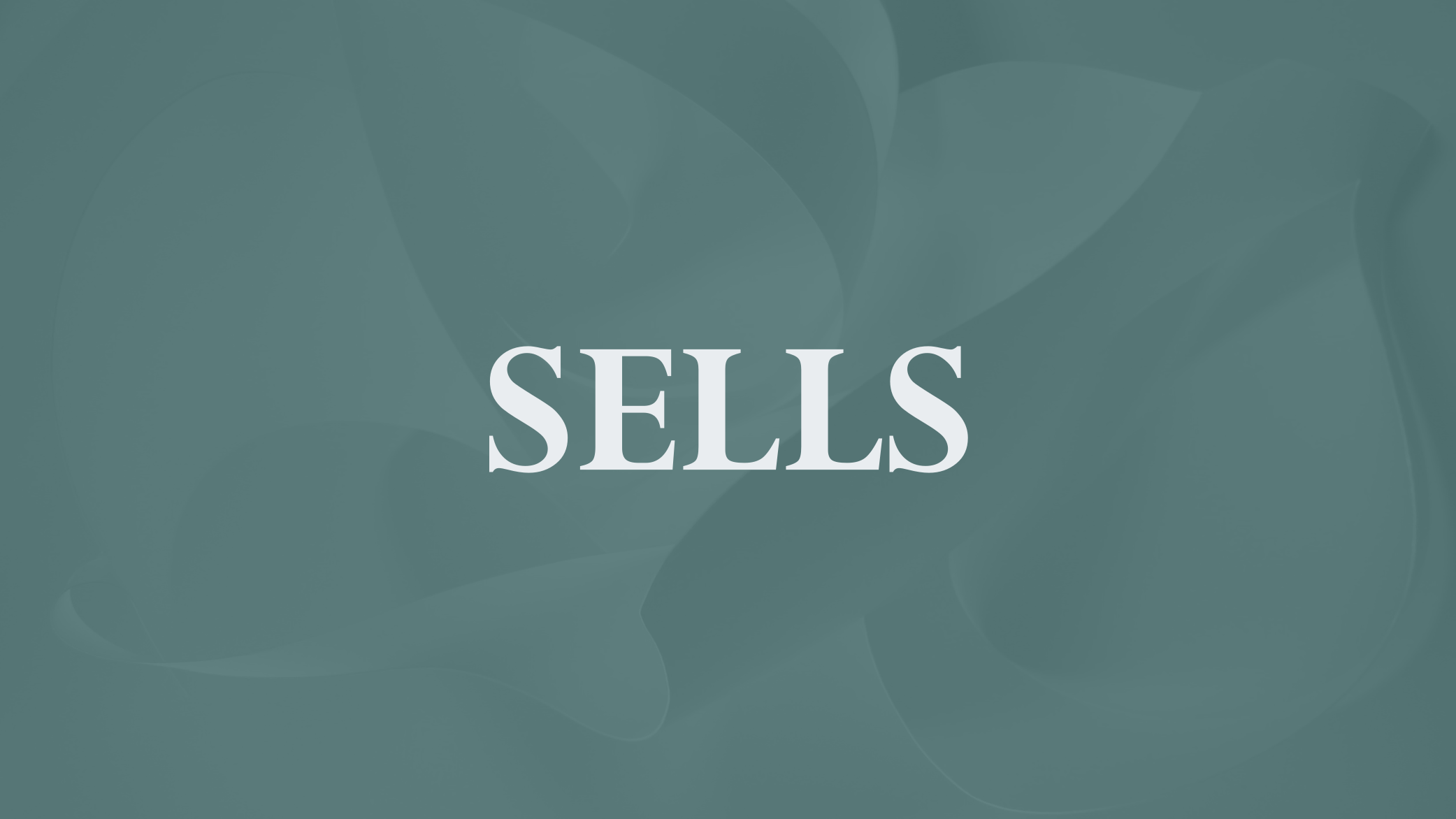 Text that says 'SELLS' on a blue-green abstract background.