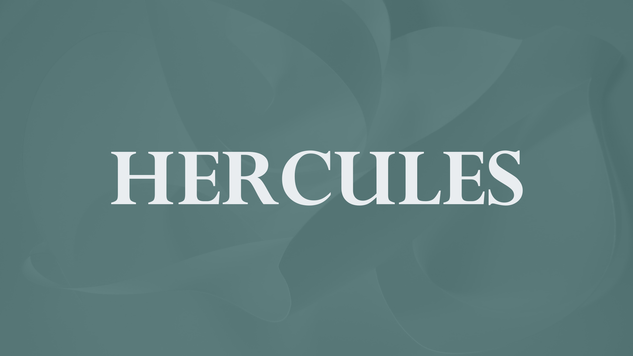 Text reading 'HERCULES' on a teal background with abstract shapes.
