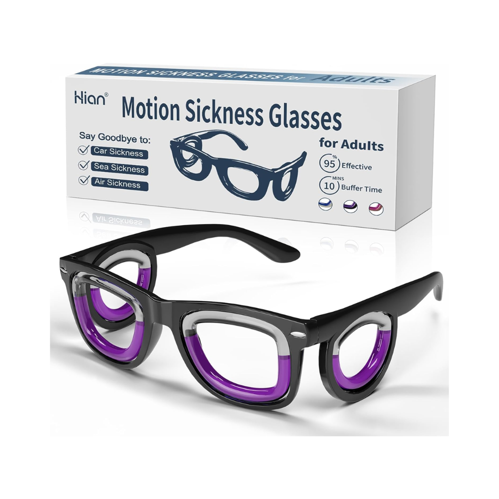 Motion Sickness Glasses ~$10 (Not effective for all types of motion sickness)