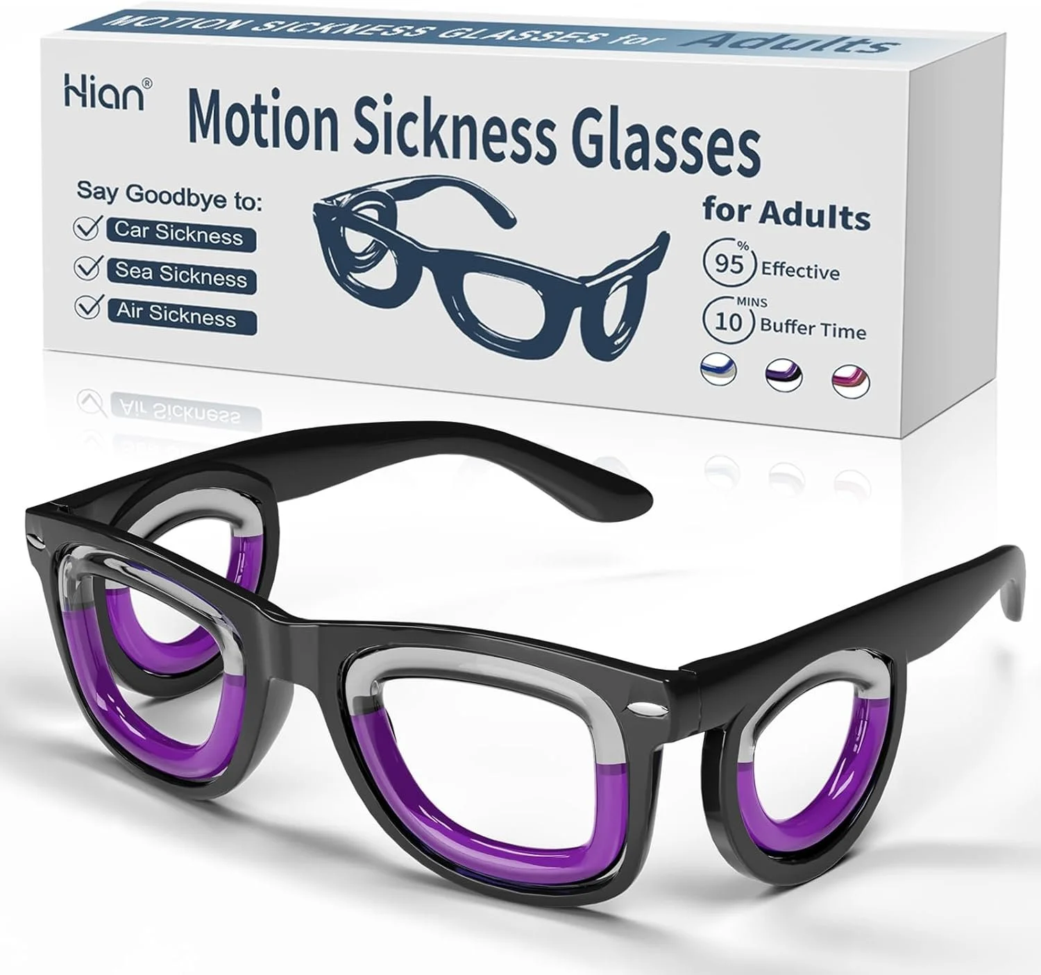 Motion Sickness Glasses ~$10 (Not effective for all types of motion sickness)