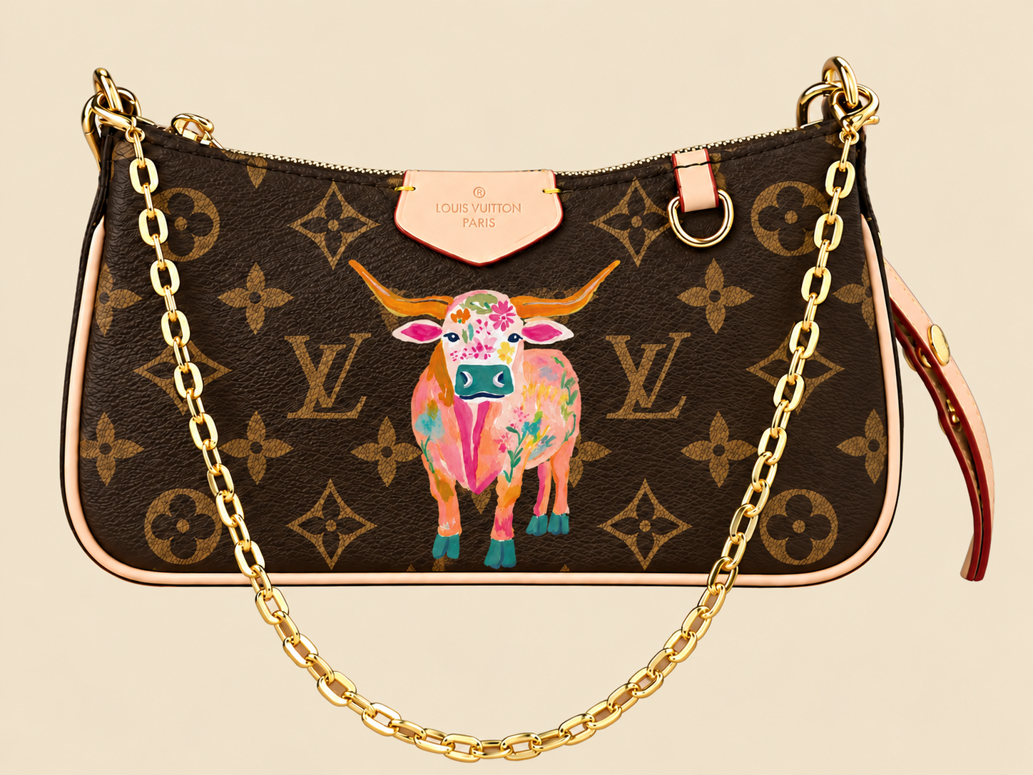 Floral Longhorn Shoulder Purse