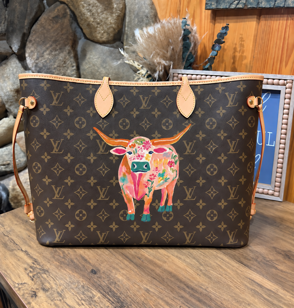 Floral Longhorn Tote