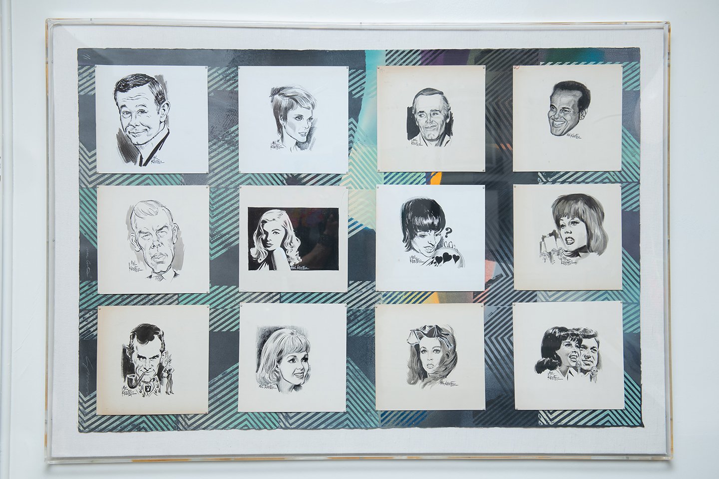 MEL KEEFER ‘Portrait Collage’ 
12 Portrait framed drawing in Acrylic Frame