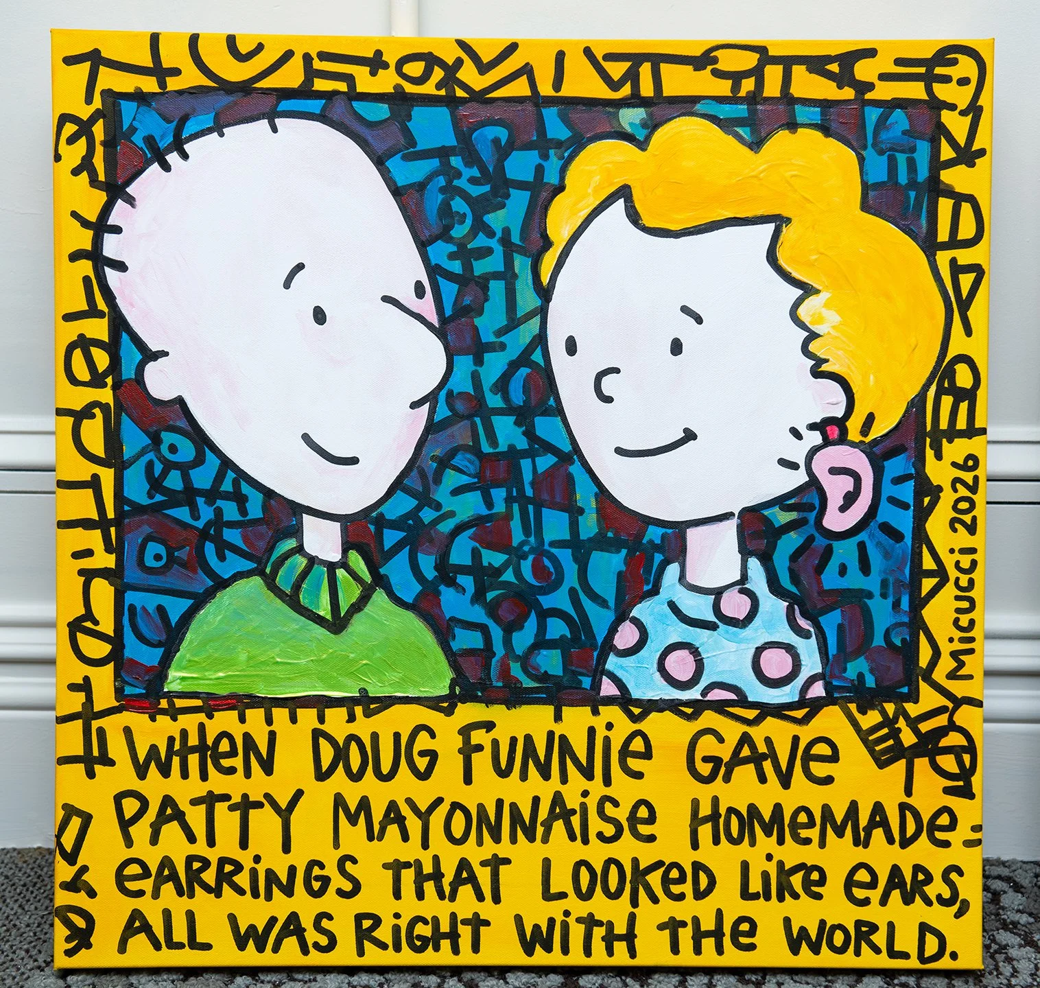 KATE MICUCCI ‘Ear Earing’ 
24“ x 24” Acrylic and Paint Pen on Canvas