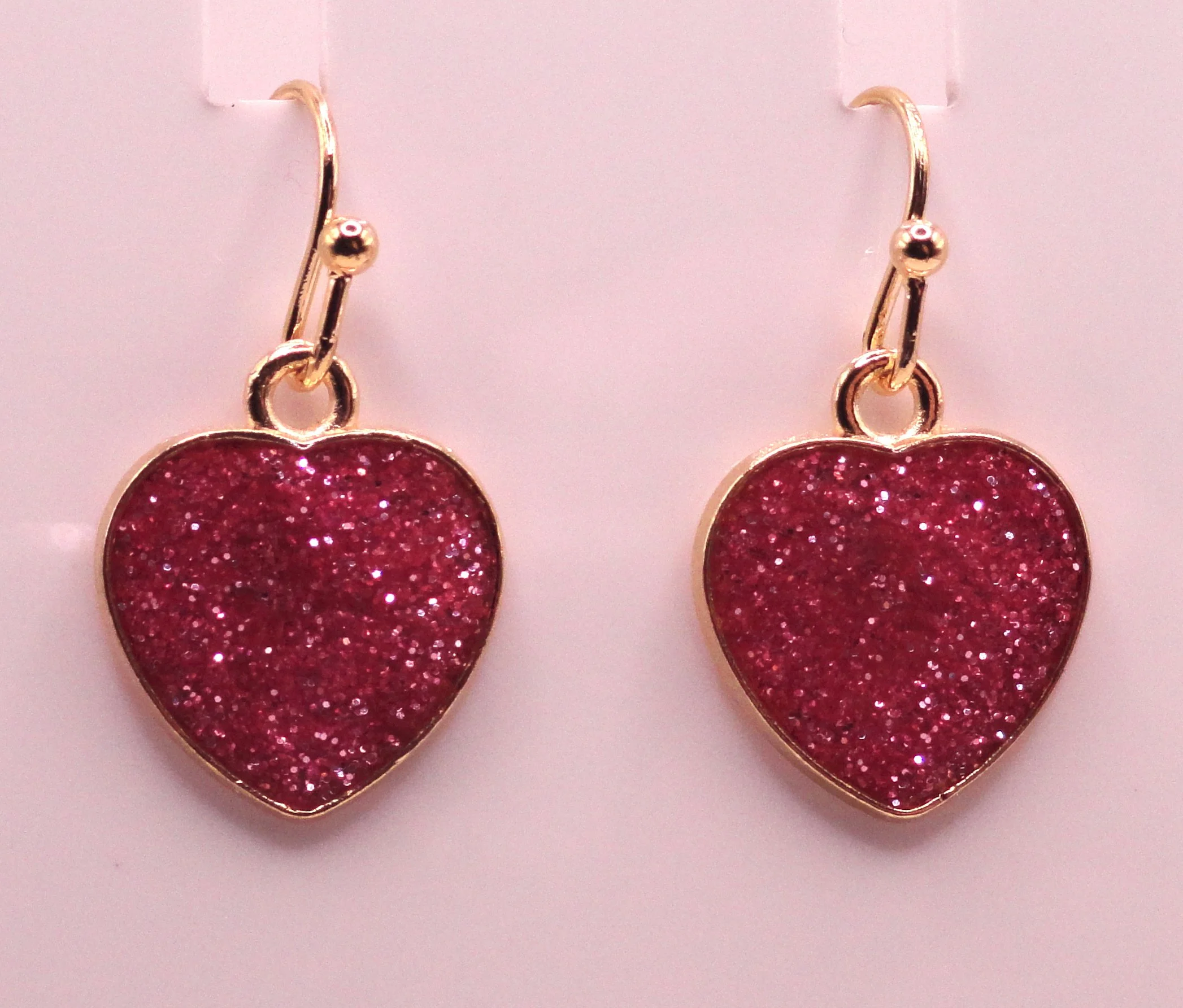 Glittered Heart Earrings