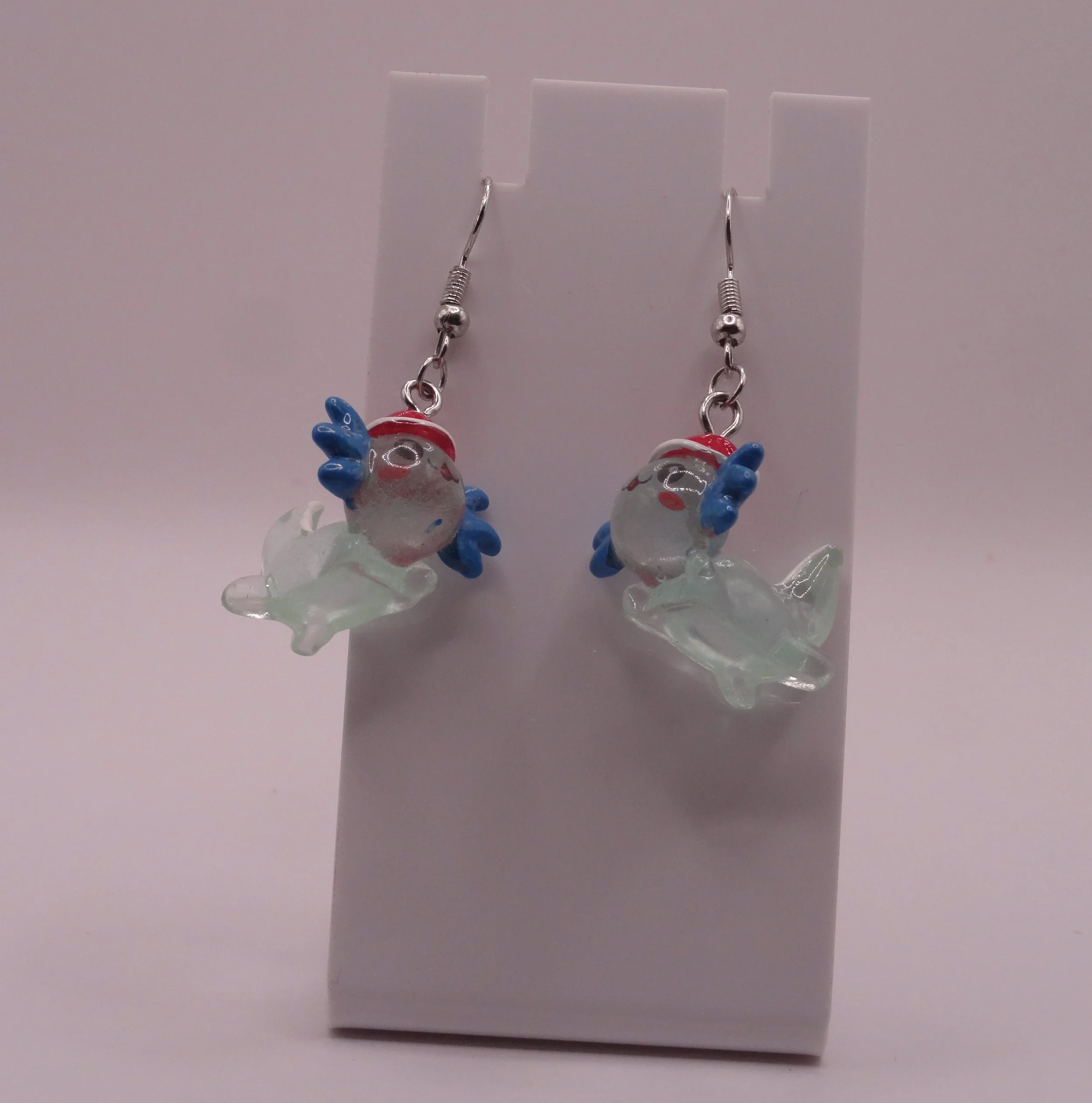 Santa Axolotl Earrings