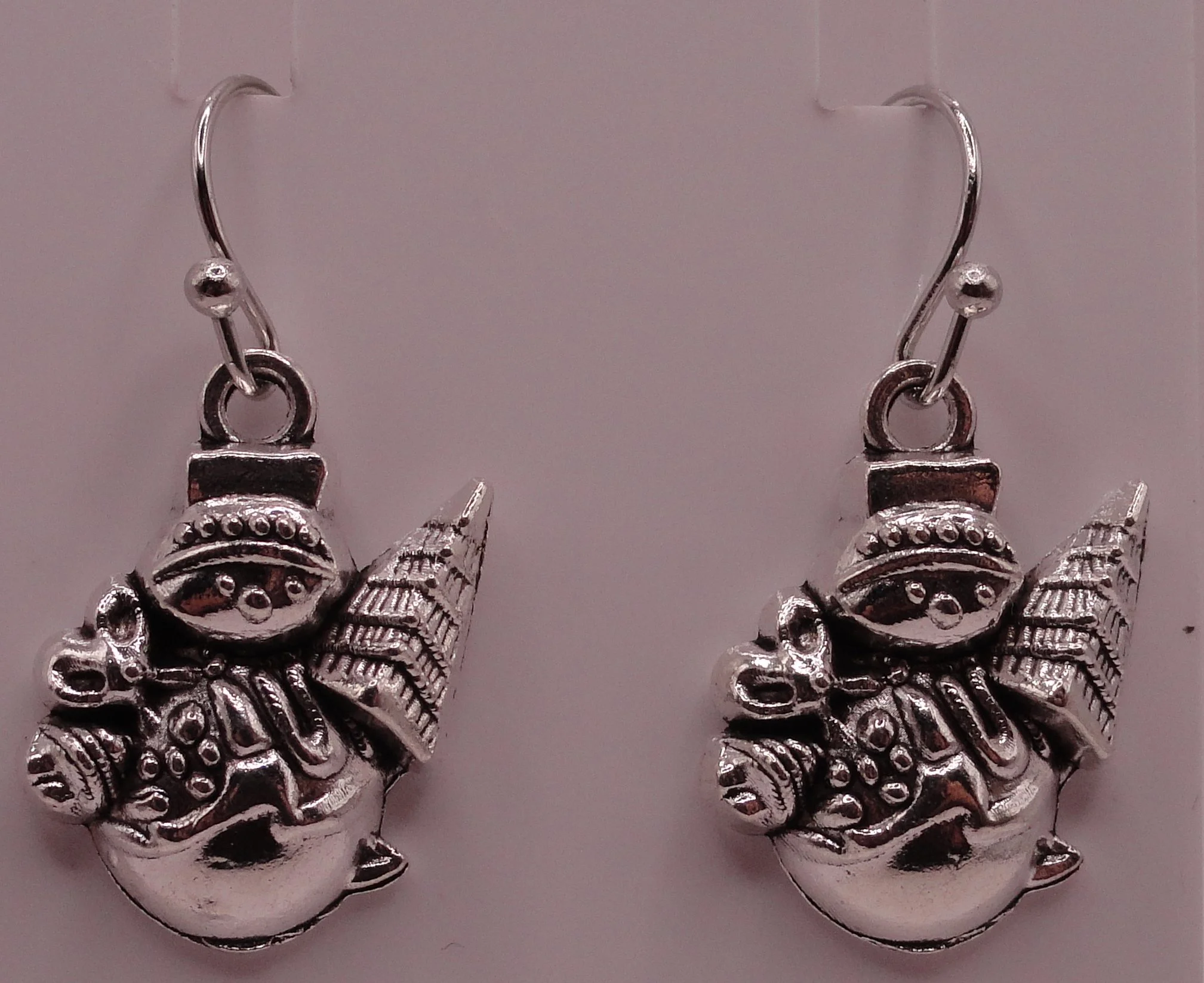 Silver Snowman Earrings