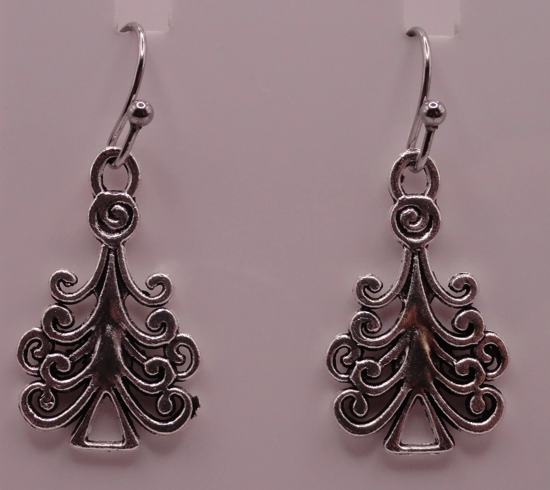 Silver Christmas Tree Earrings