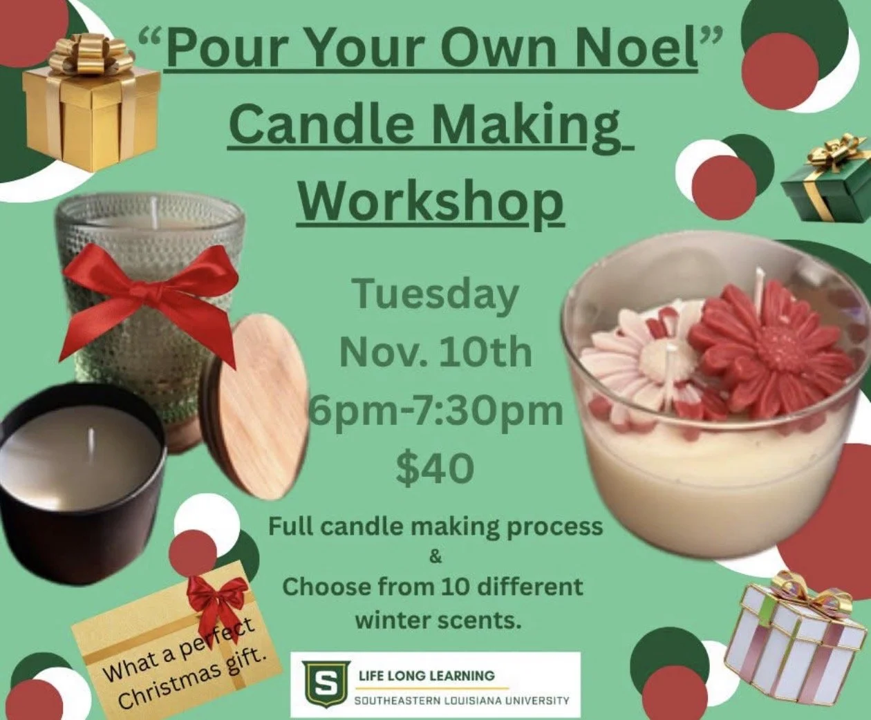 “Pour Your Own Noel” Candle Class