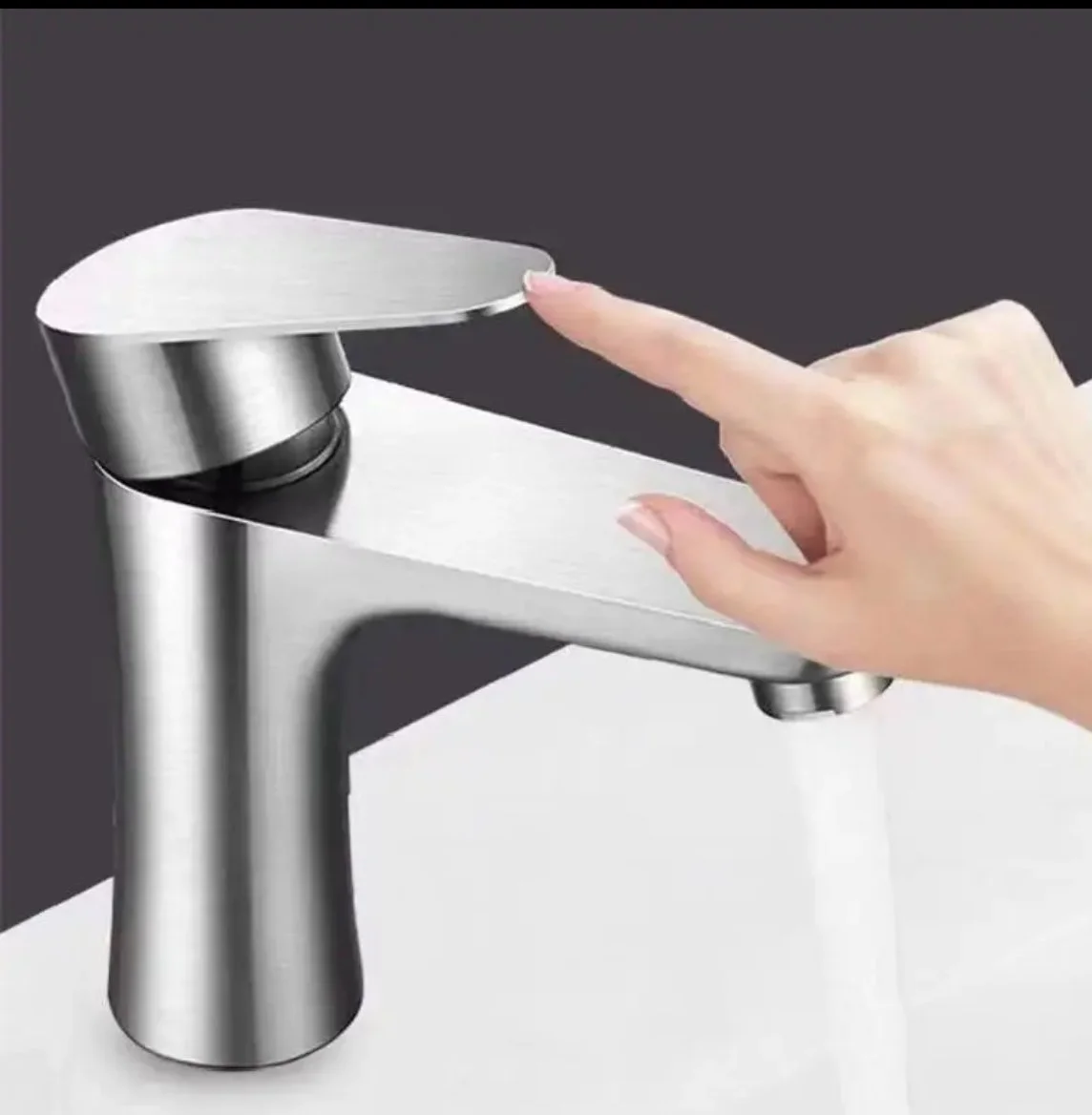 Stainless Steel Bathroom Sink Basin Cold Hot Water Faucet Single Handle