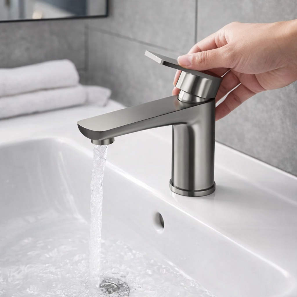 Stainless Steel Basin Faucet Bathroom Hot and Cold Single
