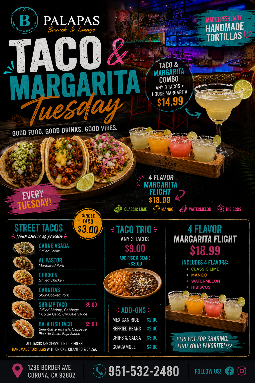 🌮🍹 ¡TACO &amp; MARGARITA TUESDAY en PALAPAS! 🍹🌮