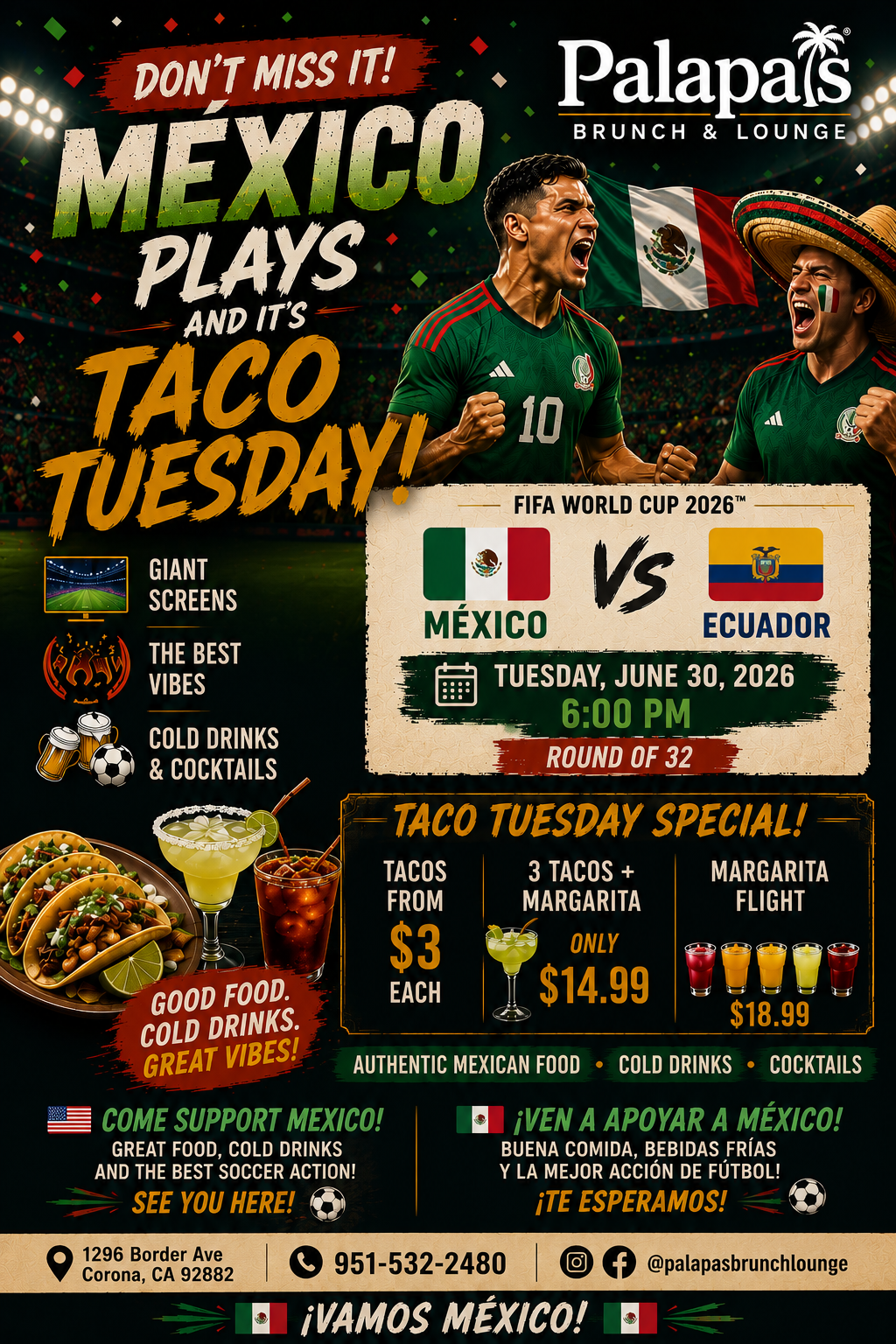 ⚽ ¡Juega México y es Taco Tuesday! 🌮🔥