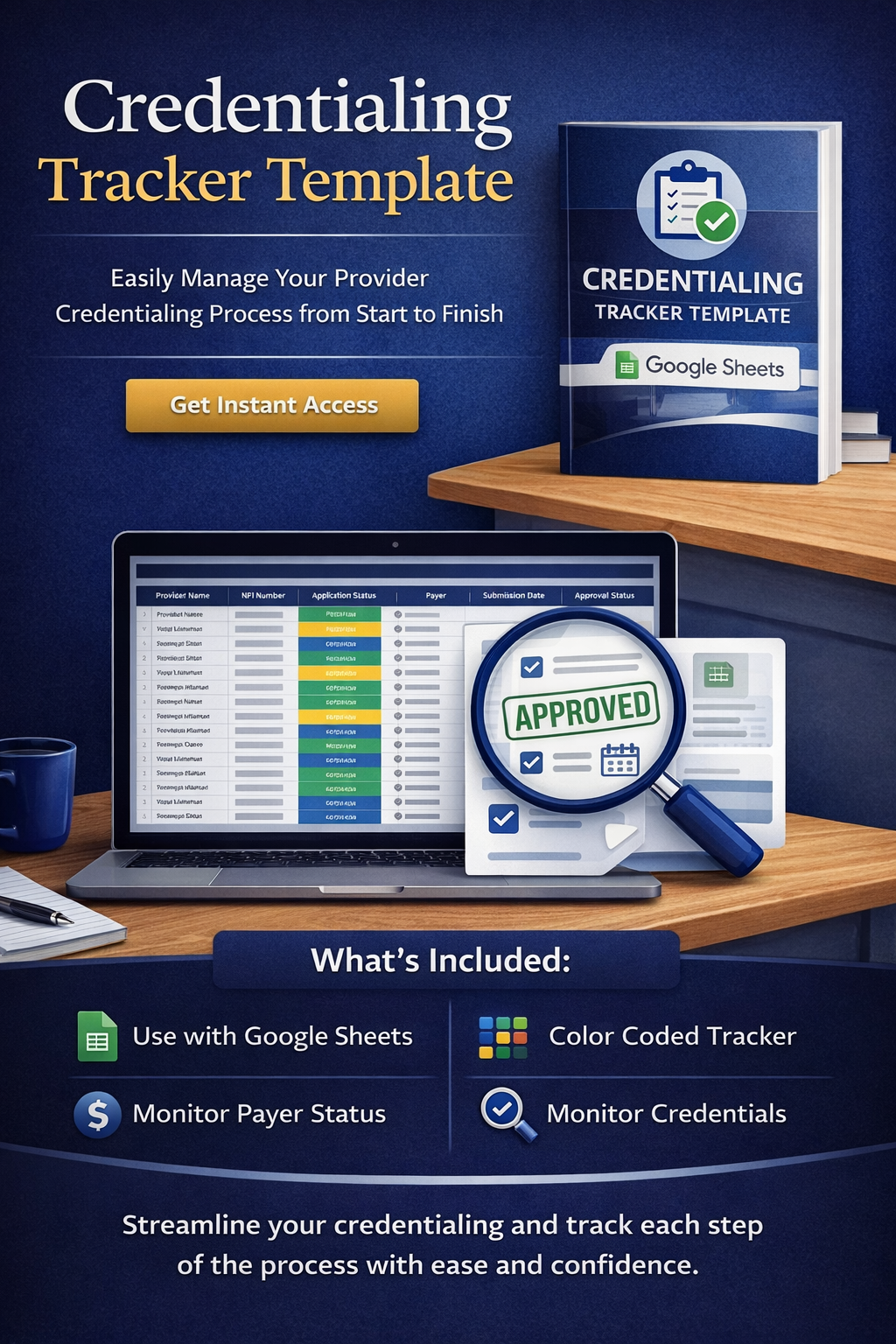 Medical Credentialing Tracker Template (Google Sheets) for Providers