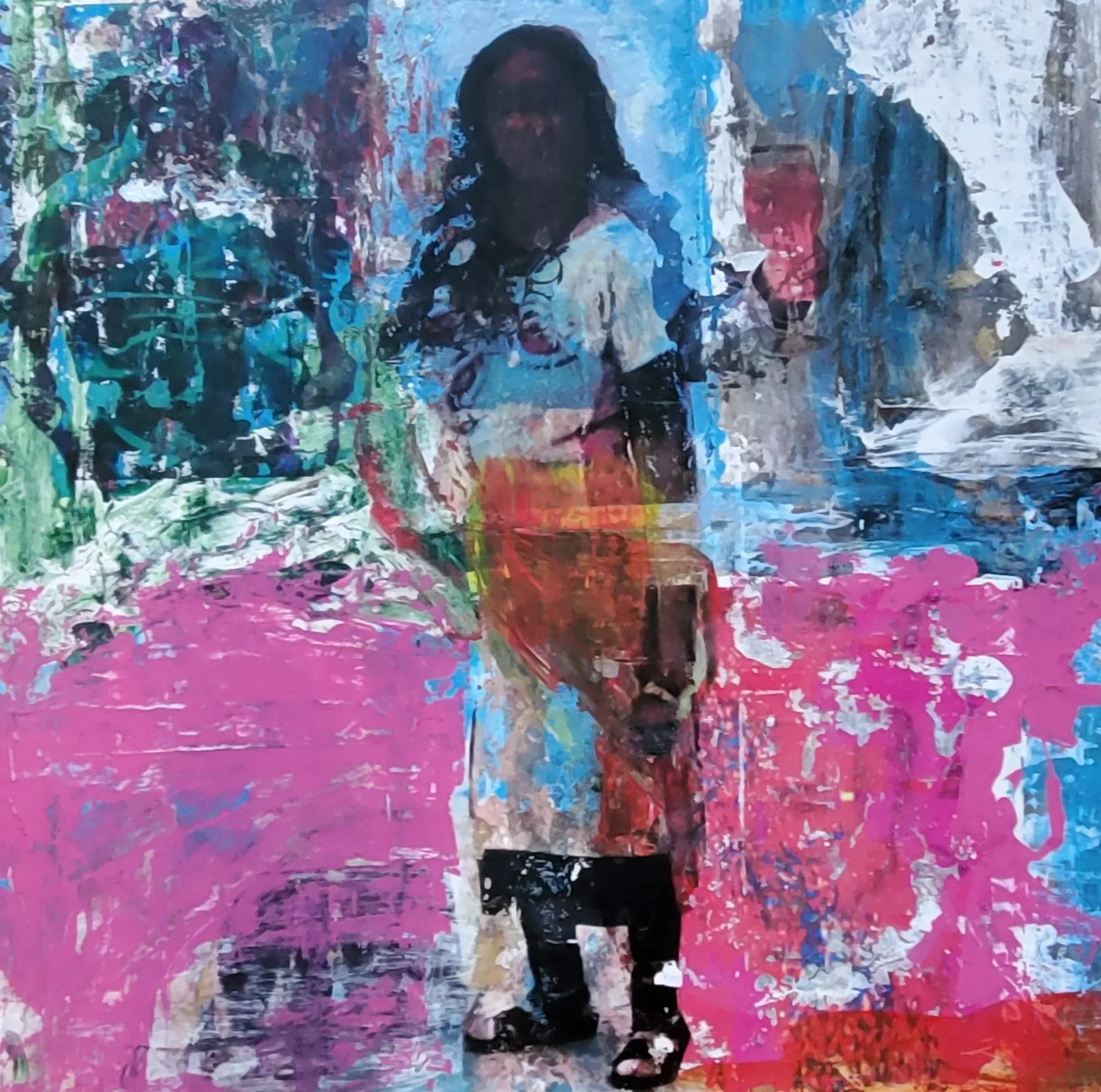 "Render my Indigo Skin" Acrylic on wood, 24" x 24"