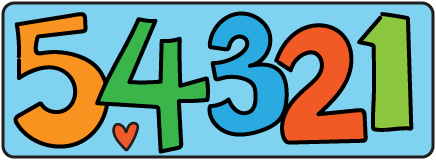 Colorful illustration of the numbers counting down from 5, 4, 3, 2, 1.