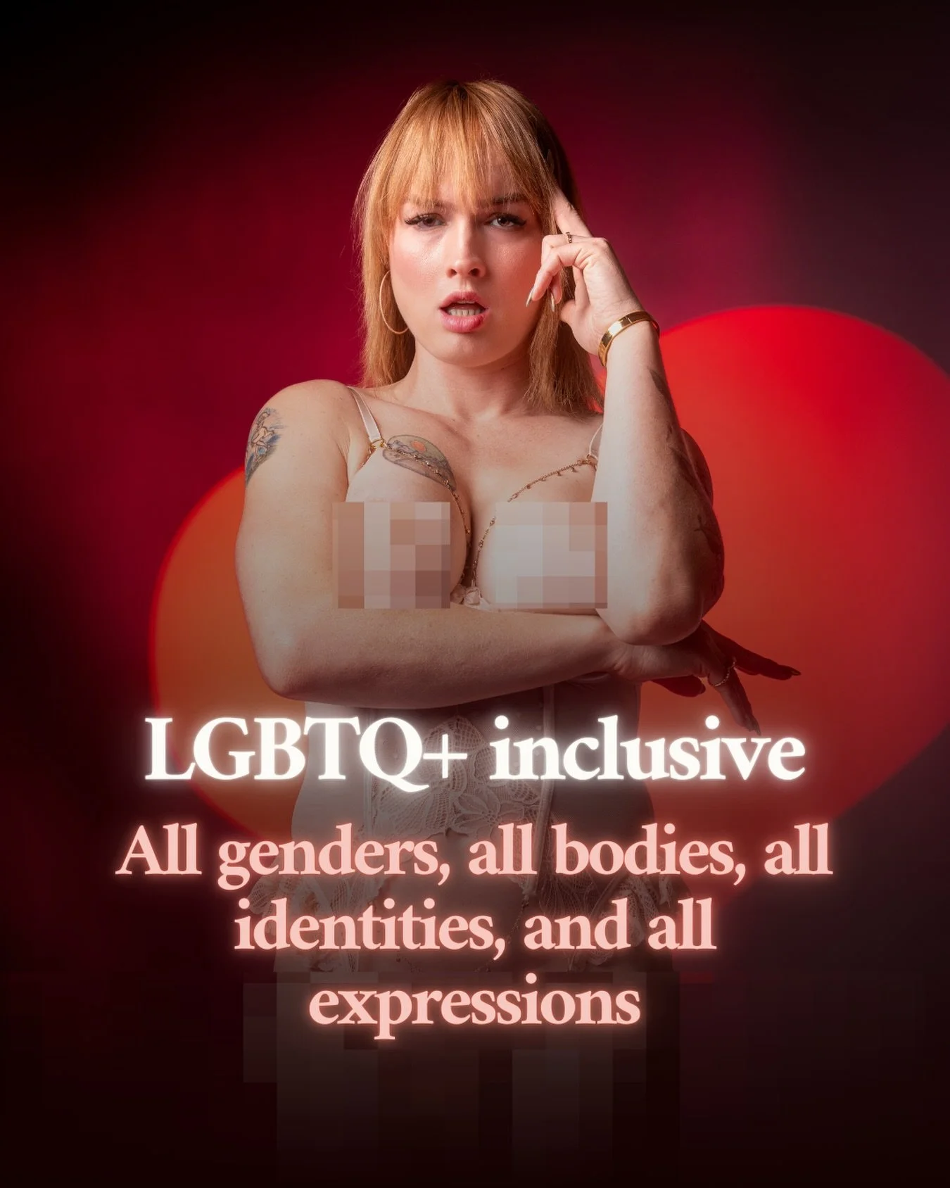 All genders, all bodies, all identities, and all expressions are welcome here. 

Posing, lighting, and styling are adapted for a wide range of bodies and transition journeys.

 Pronouns are asked, not assumed. 

Every session is shaped around your bo