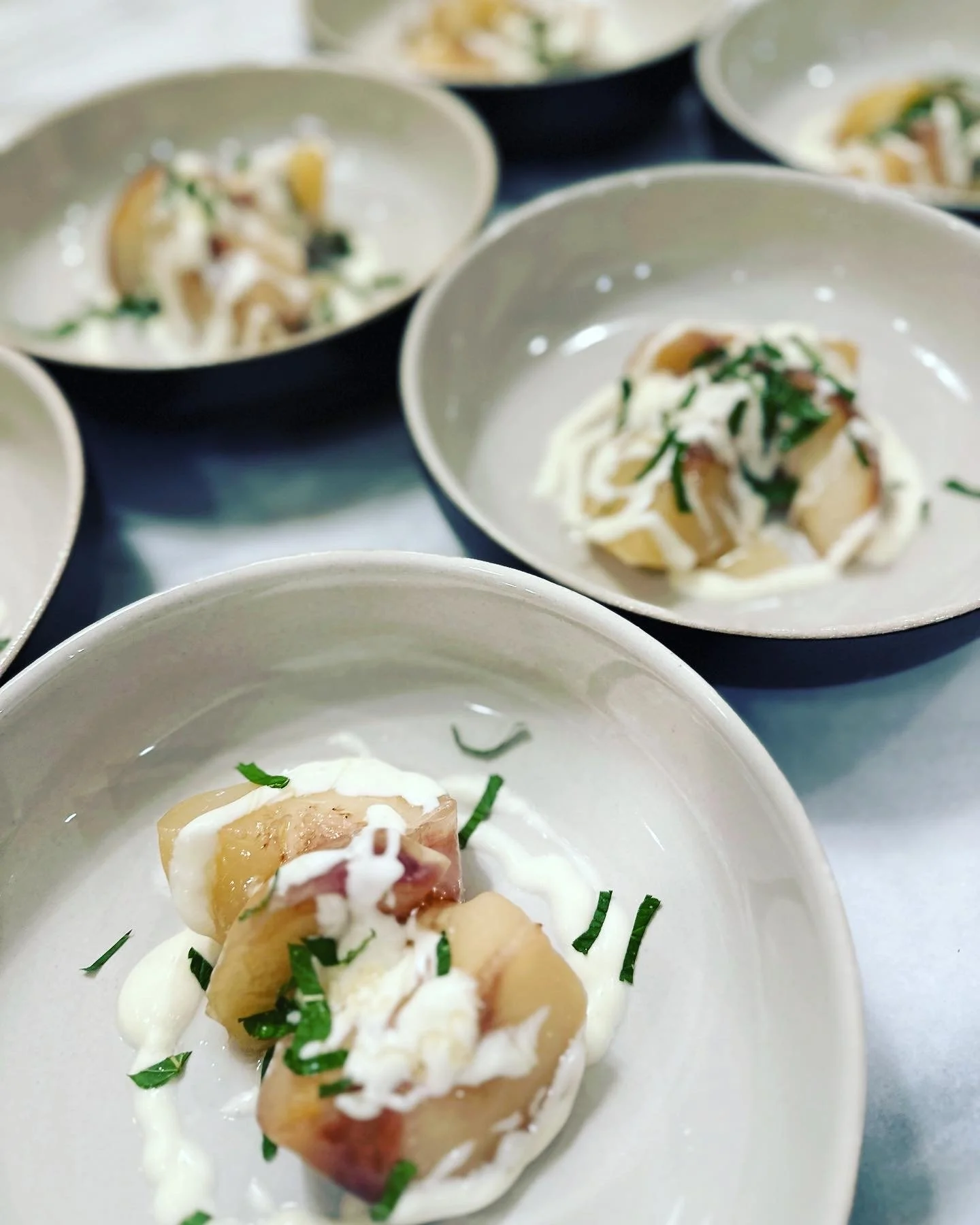 Poach peaches and cream