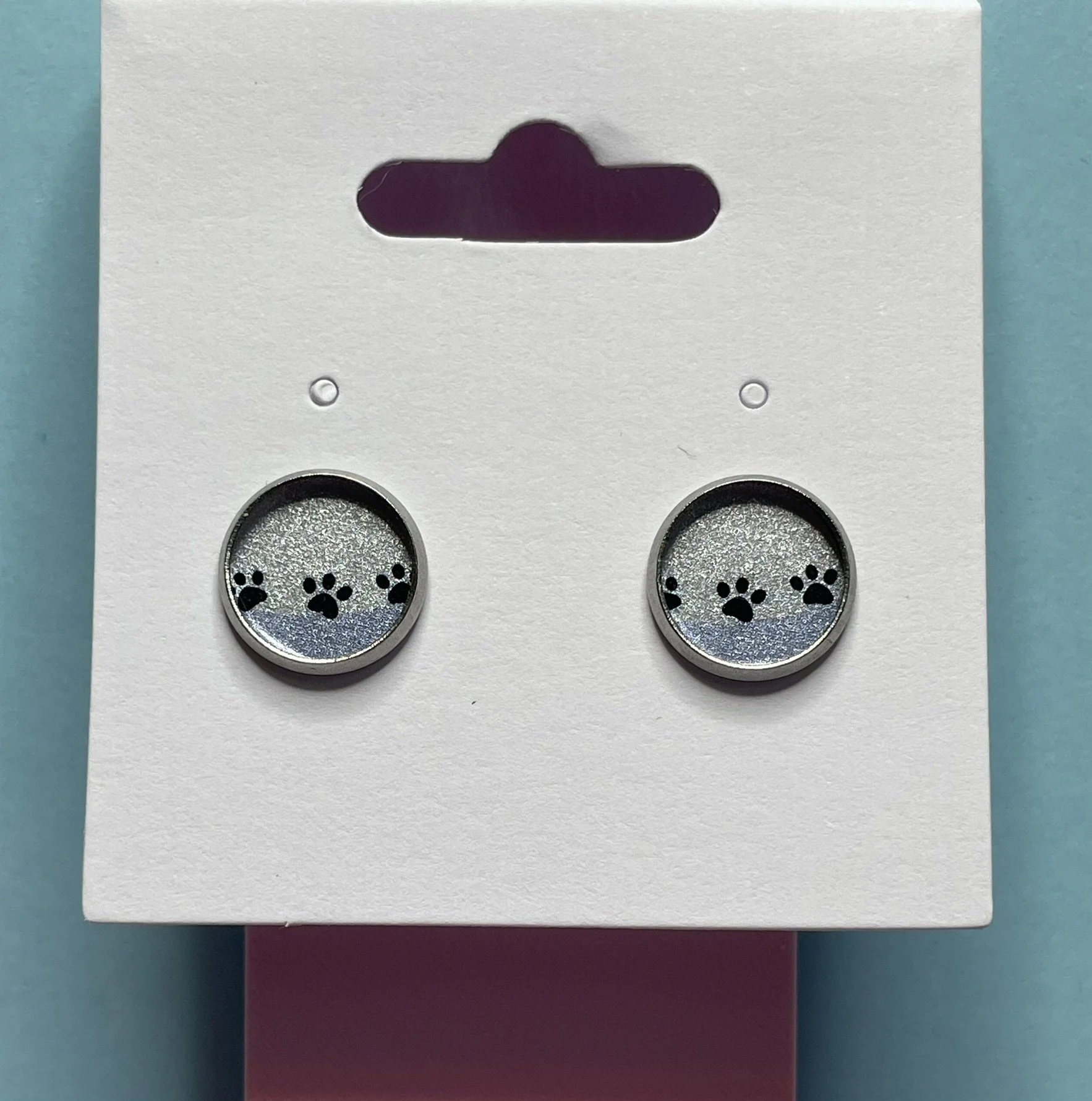 Blue n Silver Glitter Mini Paws Circle Post