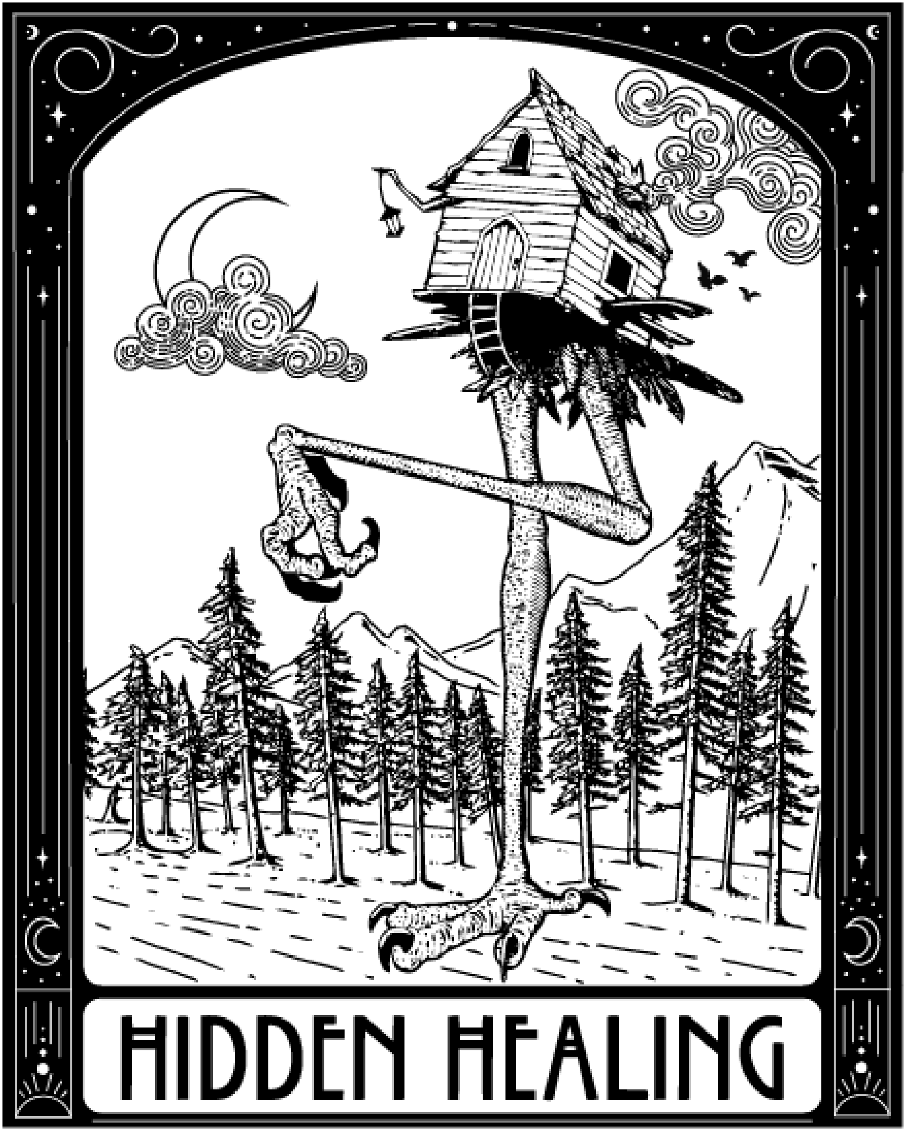 Hidden Healing Baba Yaga Logo Design