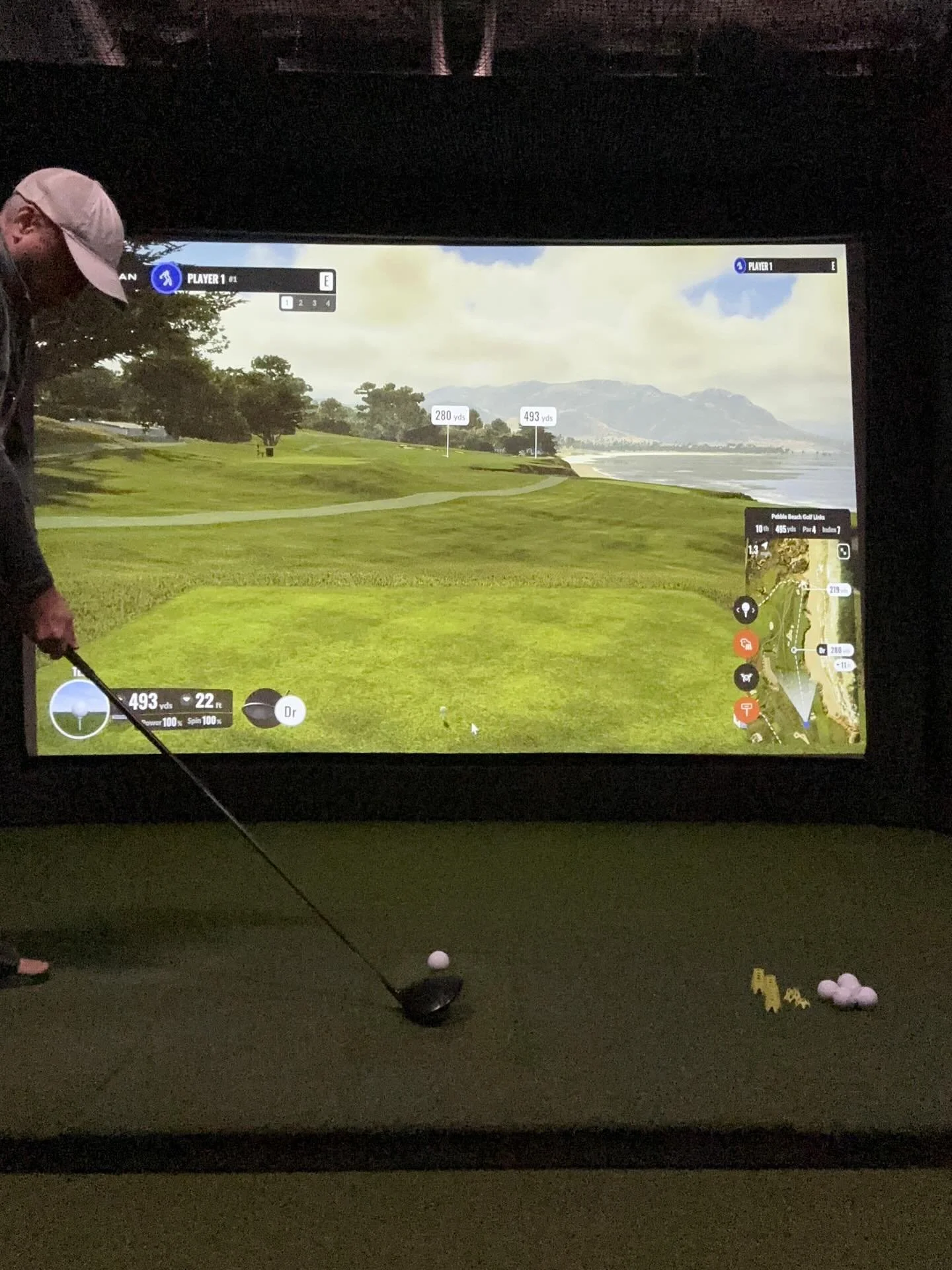 Beautiful but windy day in Austin.

Inside, we&rsquo;re playing Pebble Beach on the simulator &mdash; watching the pros take on the same course this weekend on our bay TVs.

The view from the PGA tees on #10 is hard to beat.

Reserve a bay through th
