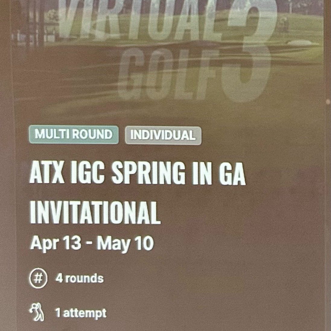 The inaugural ATX IGC League Tournament is under way! Format is stroke net with cash prizes for overall low net score for four rounds over four weeks with a weekly closest-to-the-pin contest winner. Last week's contest winner took home a prototype of