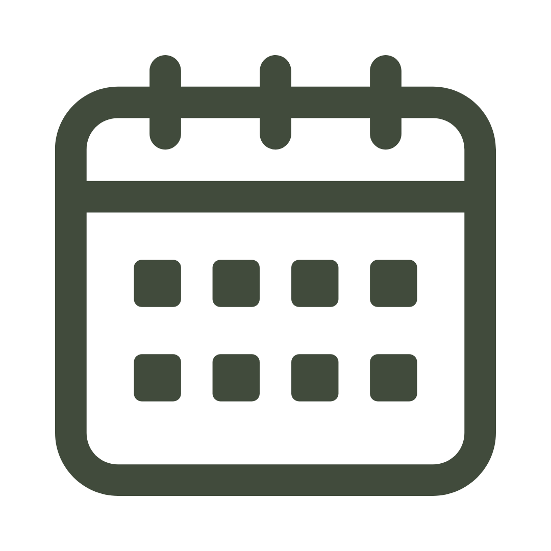Icon of a calendar with a grid representing dates.