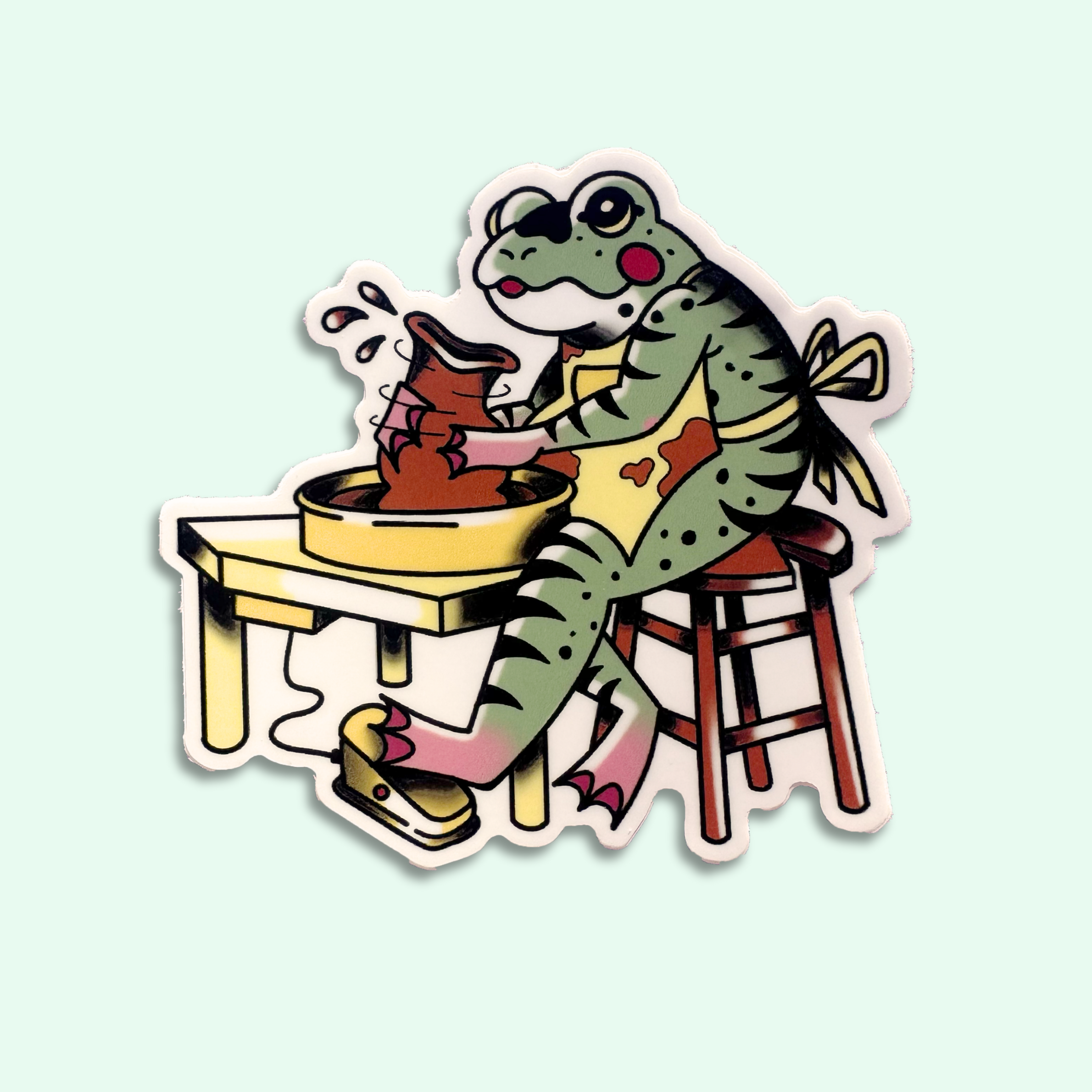 Pottery Frog Tattoo Sticker