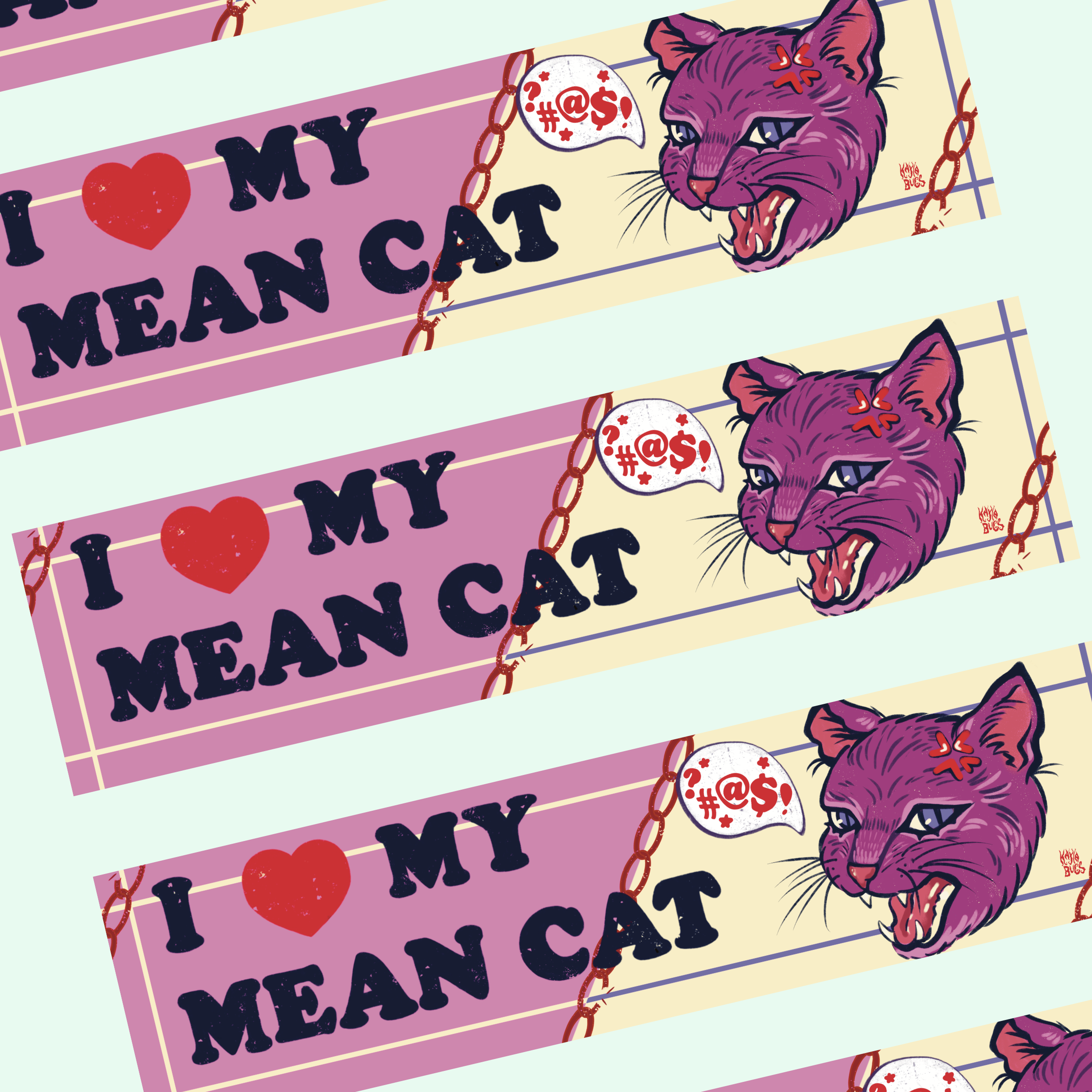 I Love My Mean Cat Bumper Sticker