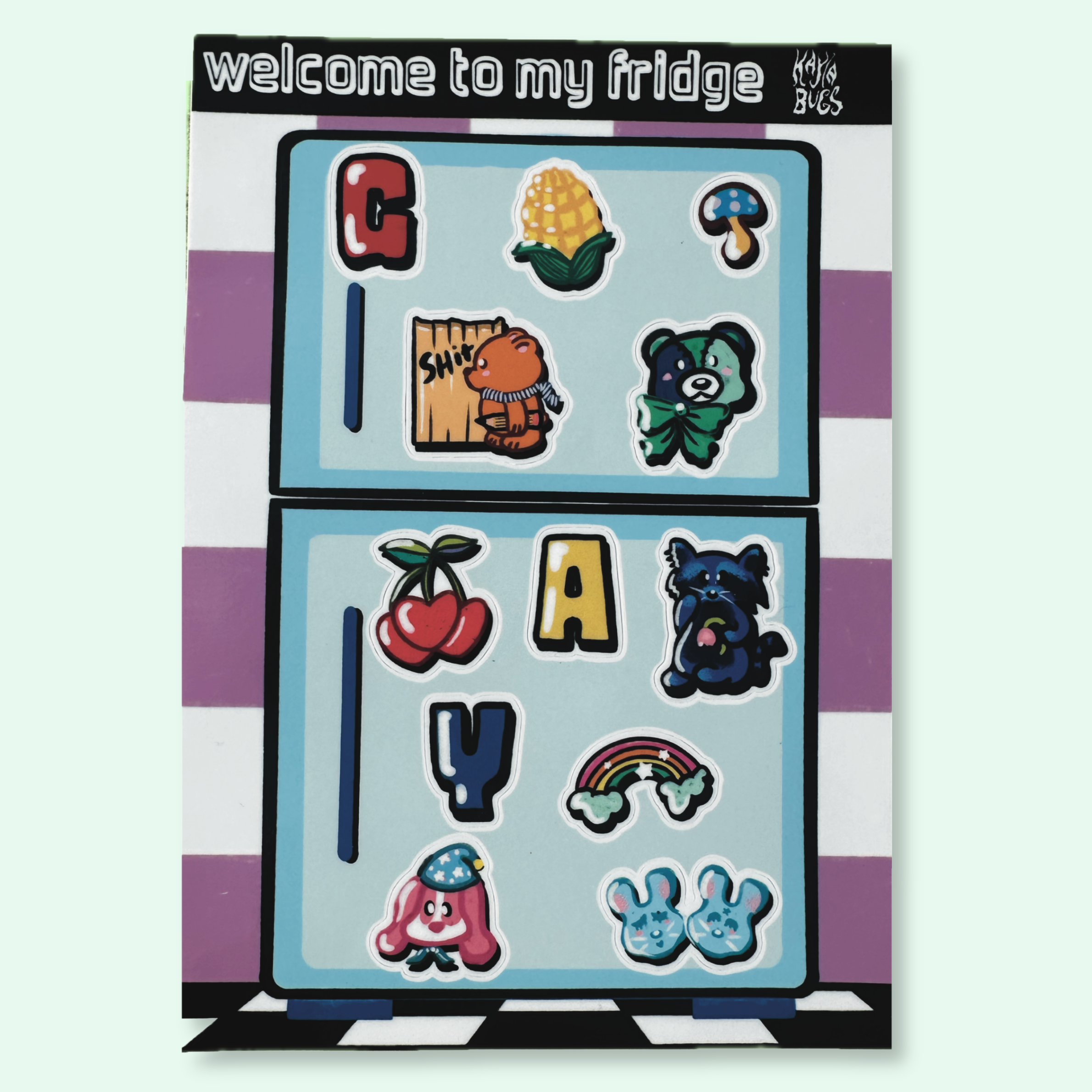 Nostalgic Fridge Magnet Sticker Sheet