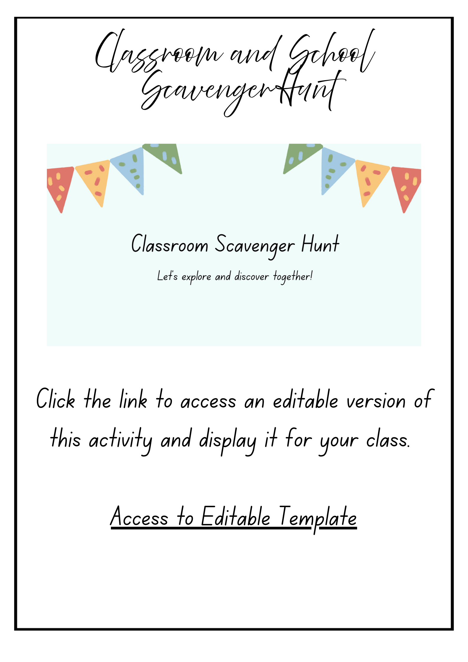 Classroom and School Scavenger Hunt - Editable | Back to School | First Week of School | Prep-Year 2