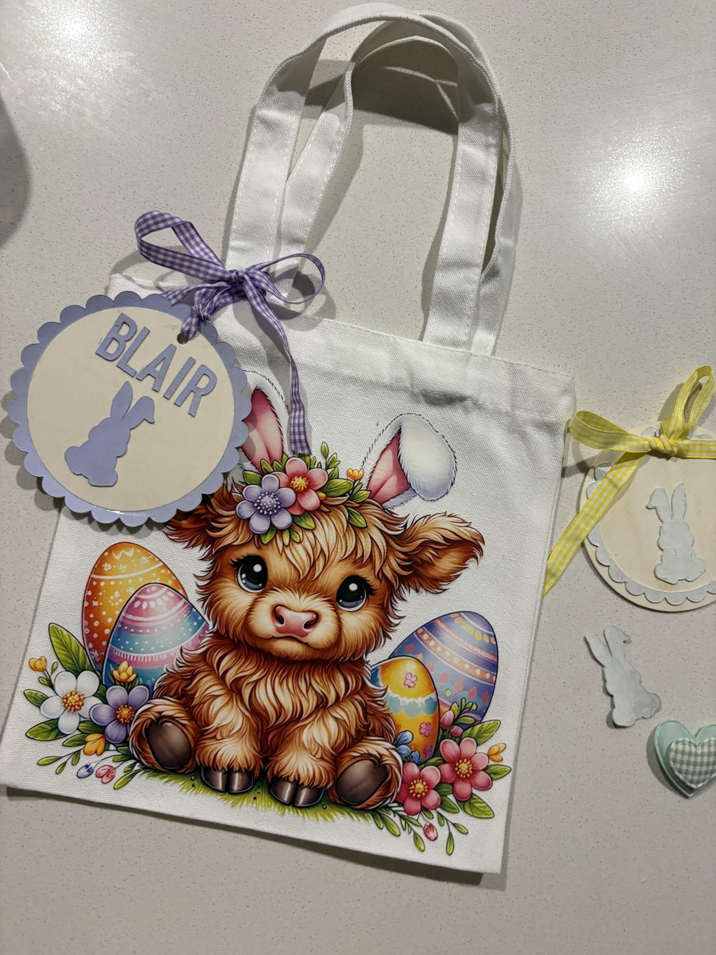 easter bag tag, easter basket, personalised easter tag