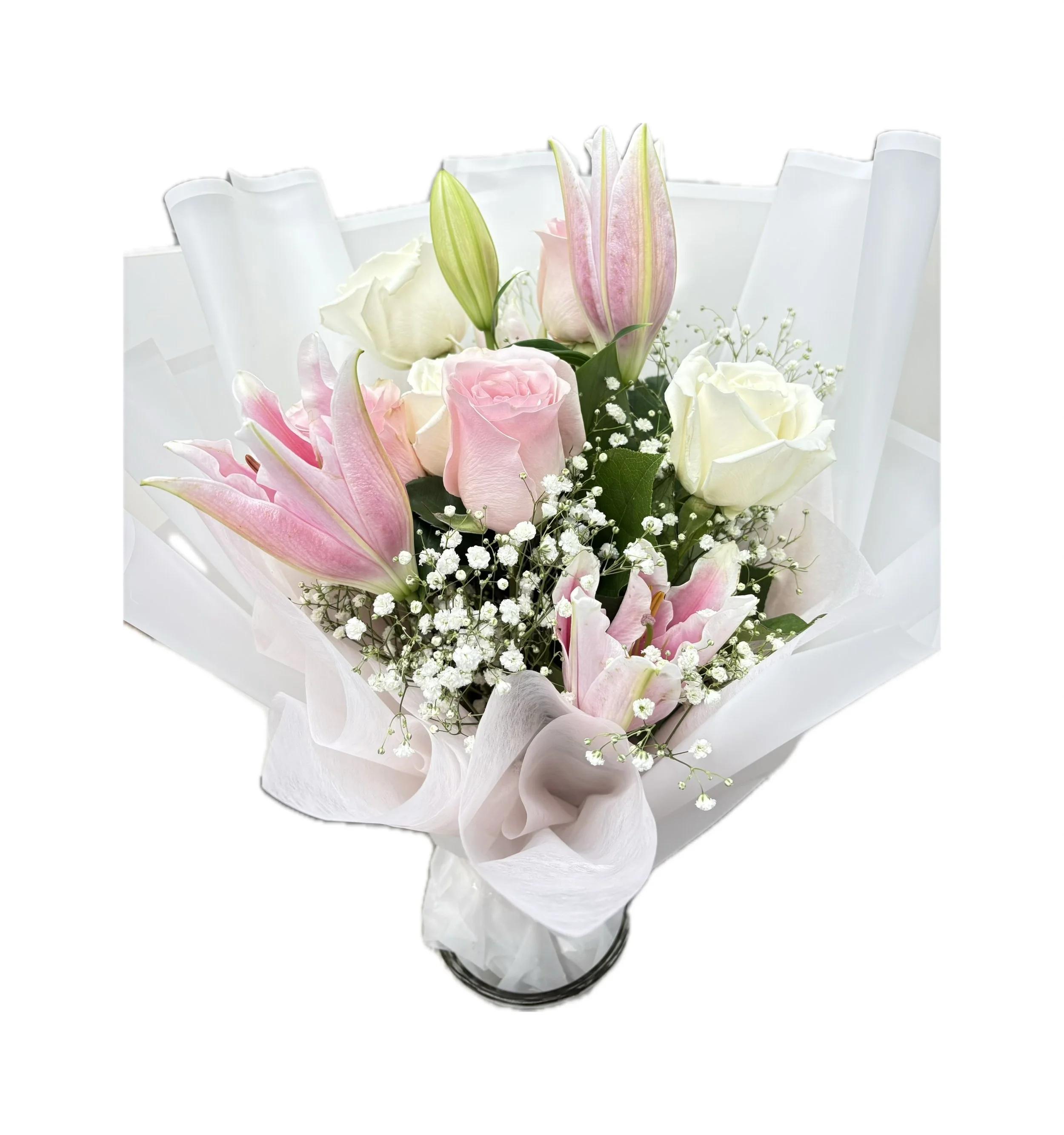 6White&pink rose with fragrance lily