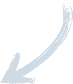 A large, dark arrow pointing downward with a light blue outline and brushstroke style.