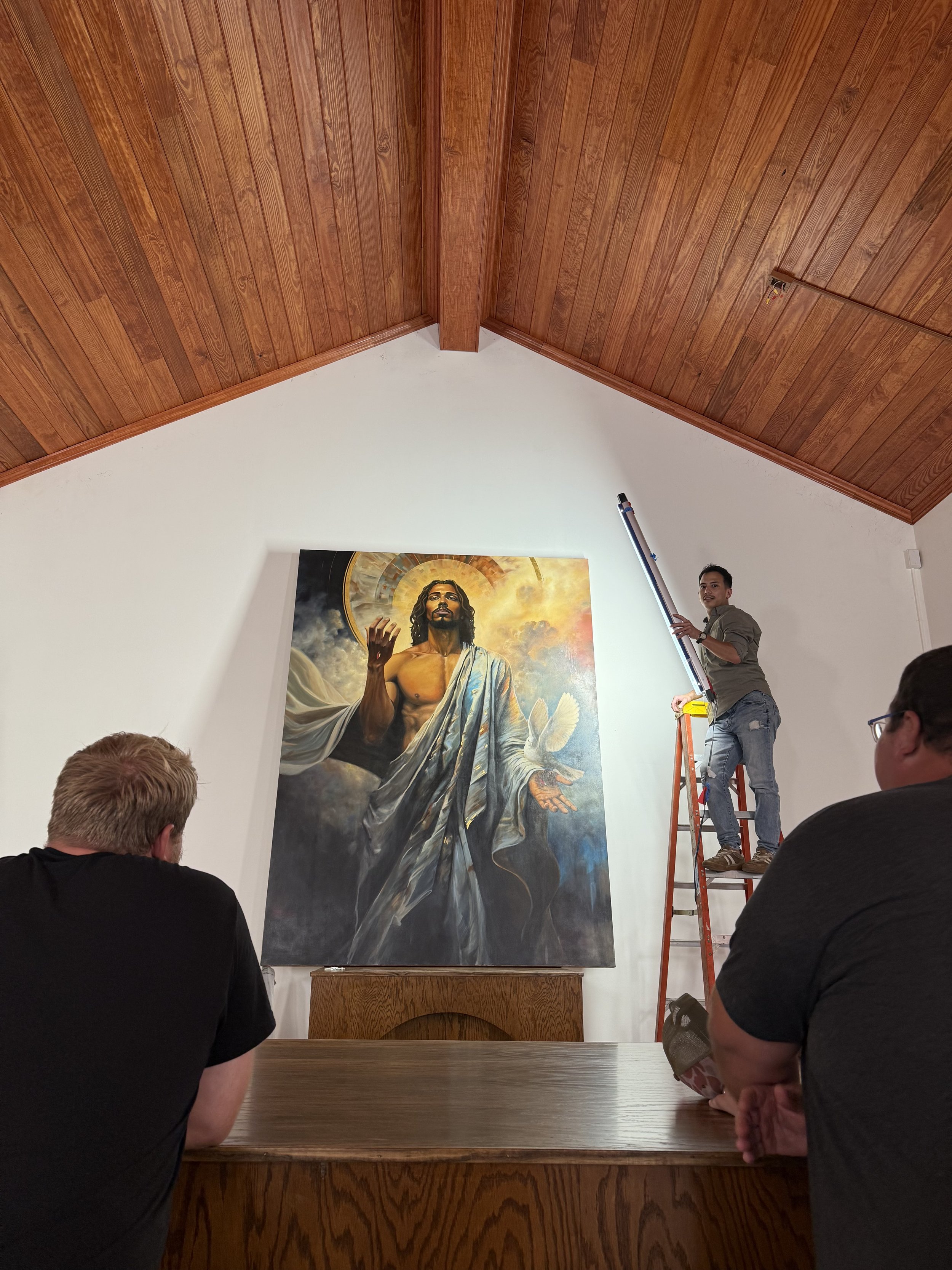 Installing and lighting Behold in St. Jude Mission Chapel