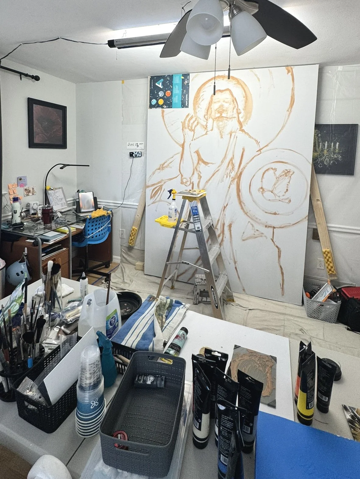 Early drawing of Christ for Behold in Joe Bertucci’s studio