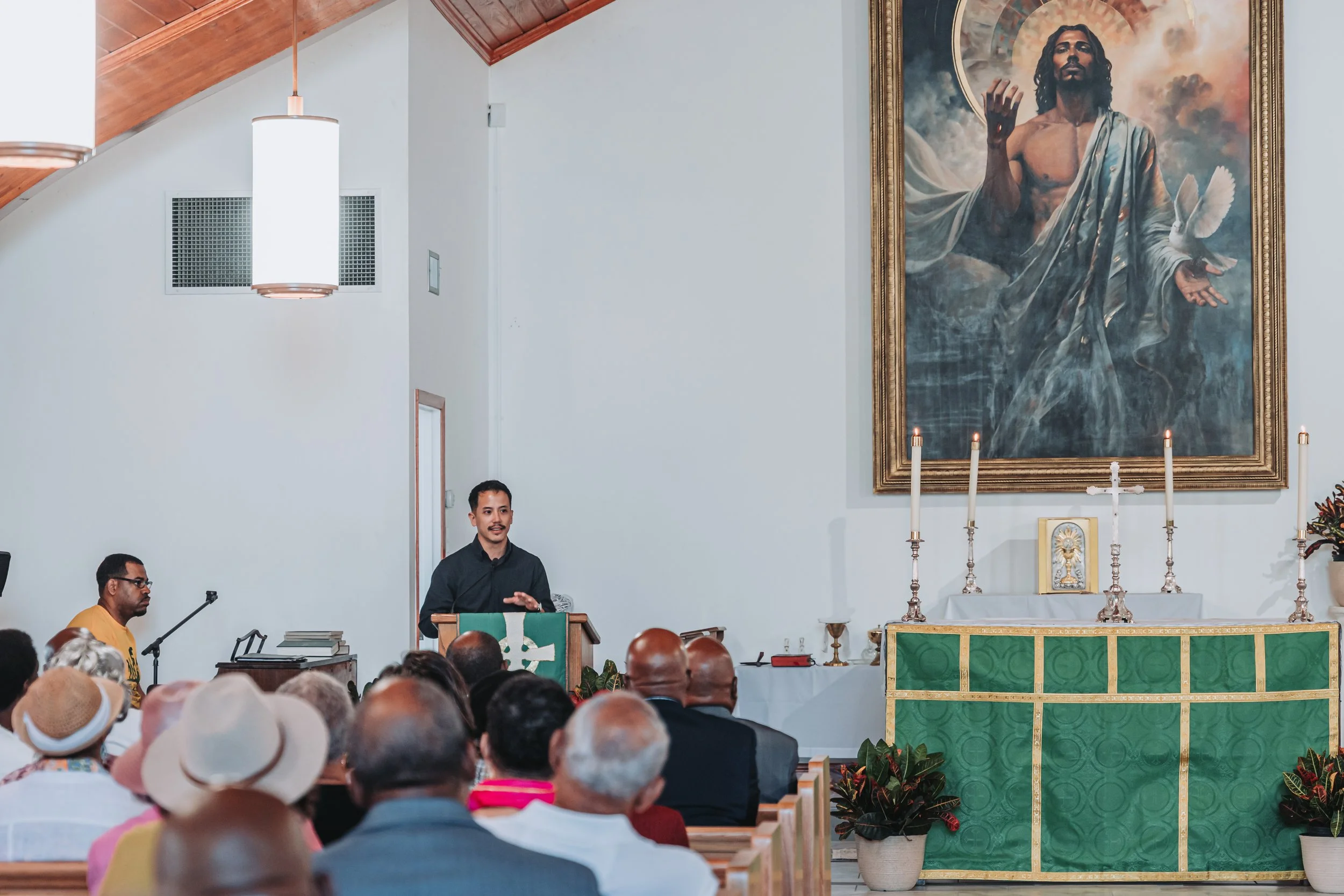 Behold installed behind the altar during a service at St. Jude Mission Chapel