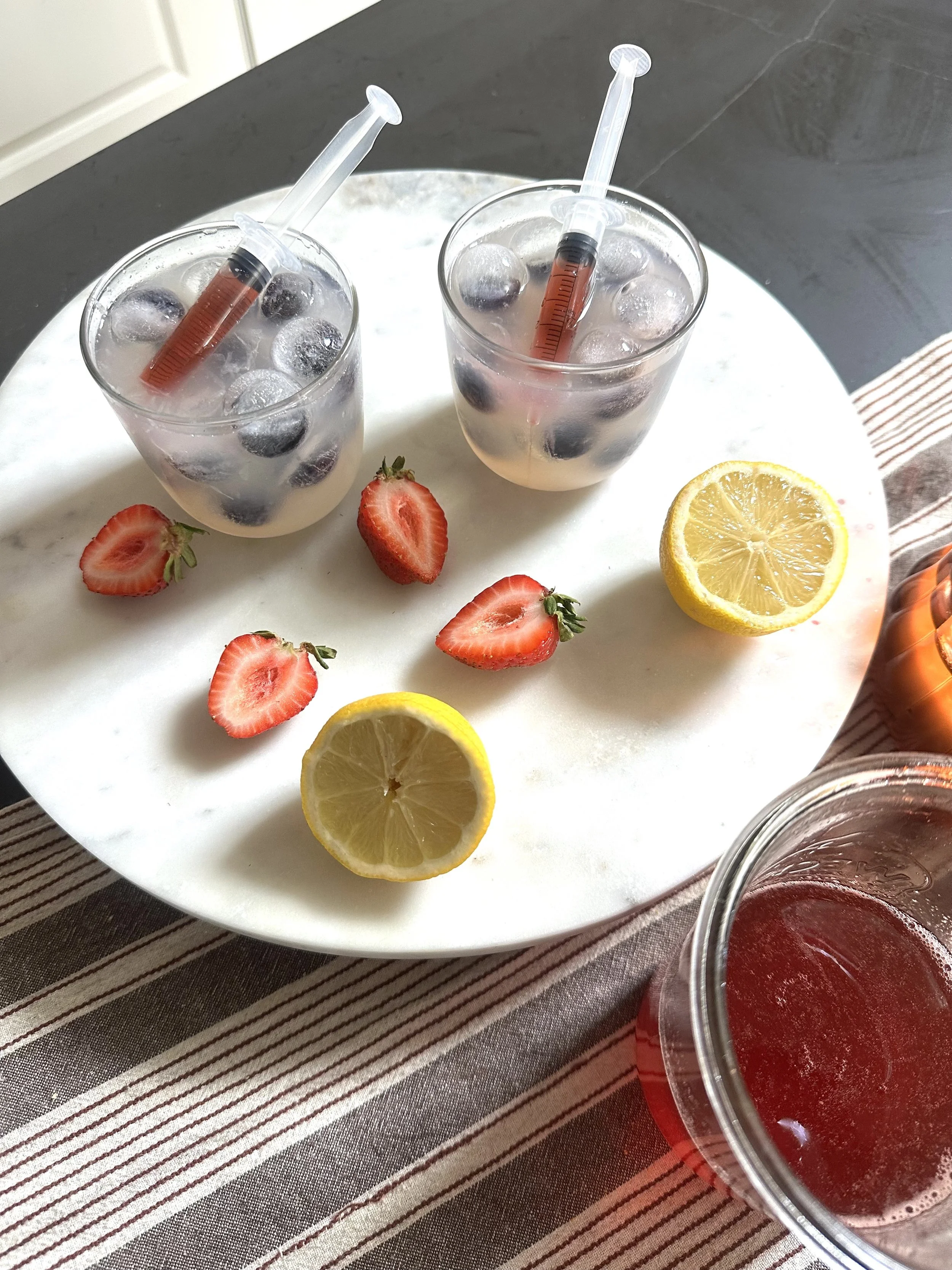 Creepy strawberry  lemonade for kids at halloween and scary movie nights and halloween parties