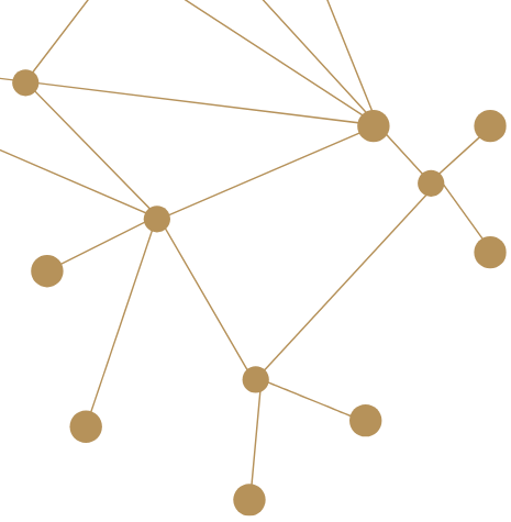 A digital illustration of interconnected nodes with lines connecting them, resembling a network or constellation.