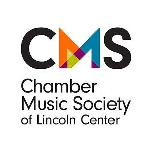 Logo of the Chamber Music Society of Lincoln Center featuring stylized letters and a colorful abstract design