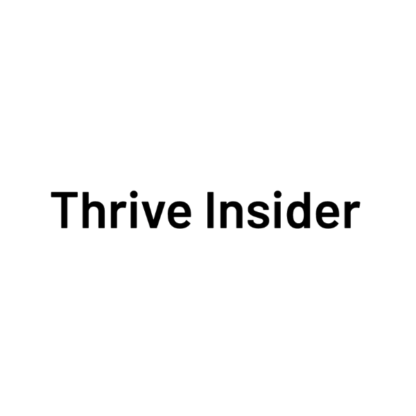 Black logo with five stylized human figures standing side by side, holding hands, above the words 'Thrive Insider' in black font.