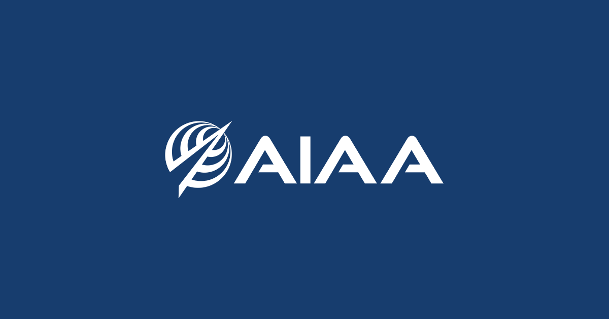 Logo of the American Institute of Aeronautics and Astronautics (AIAA) with a stylized globe and a diagonal lightning bolt on a dark blue background.