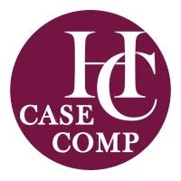 Logo with a maroon circle featuring the white text 'HD Case Comp'