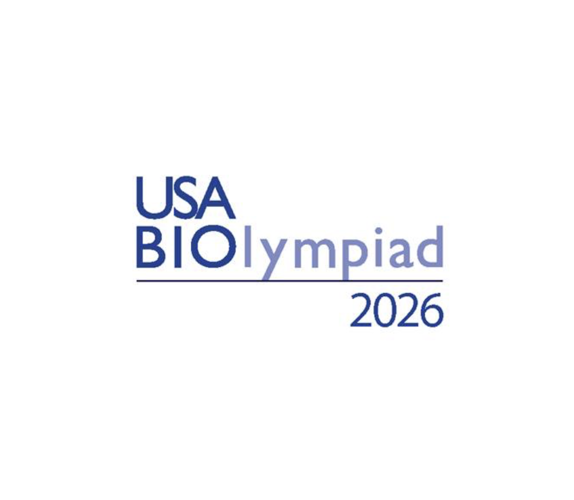 Logo for USA BIO Olympiad 2026 with blue and purple text on a white background.